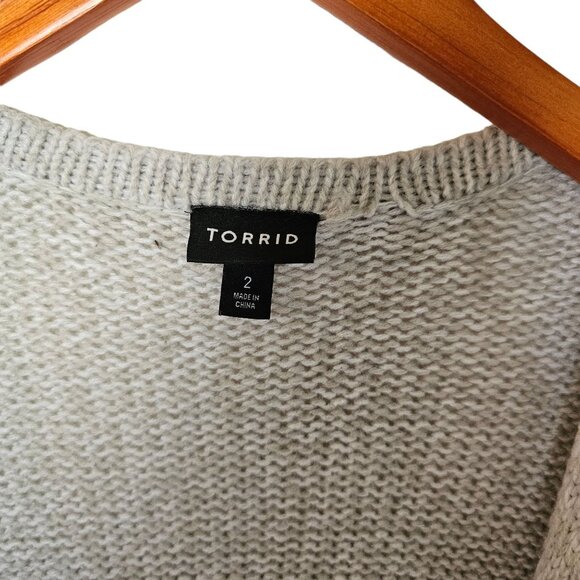 Torrid Colorblock Cardigan Open Front Sweater Plus Size 2X Gray Black - Picture 6 of 10